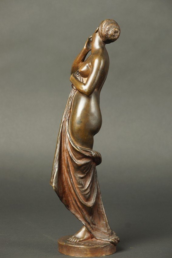 Femme trésorée, F. Sanzel, bronze, 2e moitié du 19e siècle.-photo-1