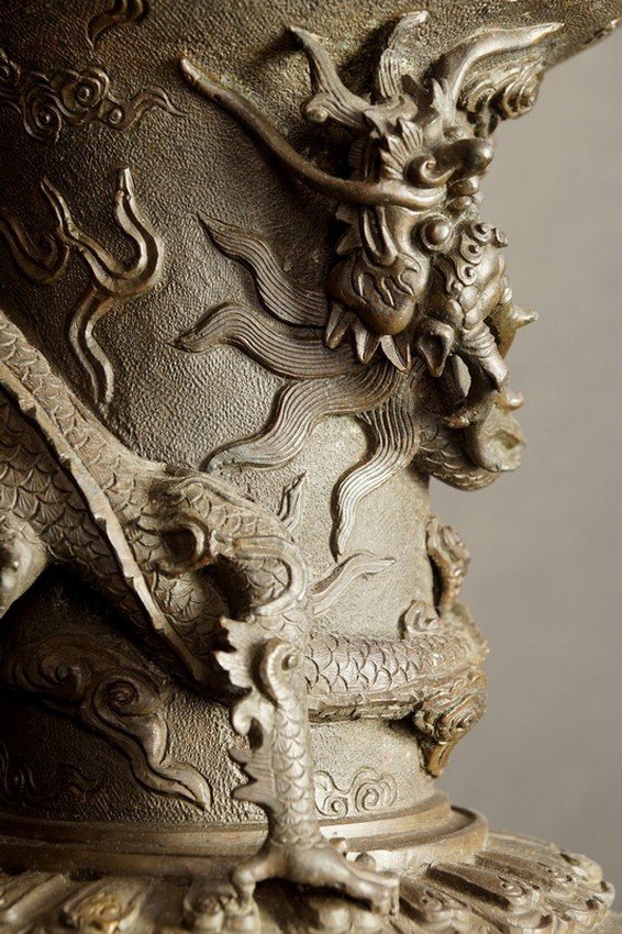 Deux vases, bronze, Chine, dynastie Qing, 17e/18e siècle.-photo-4
