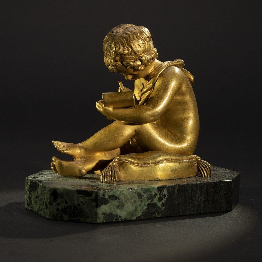 Petit Architecte, bronze doré, Charles Sauvage Lemire, France, XIXe siècle.-photo-2