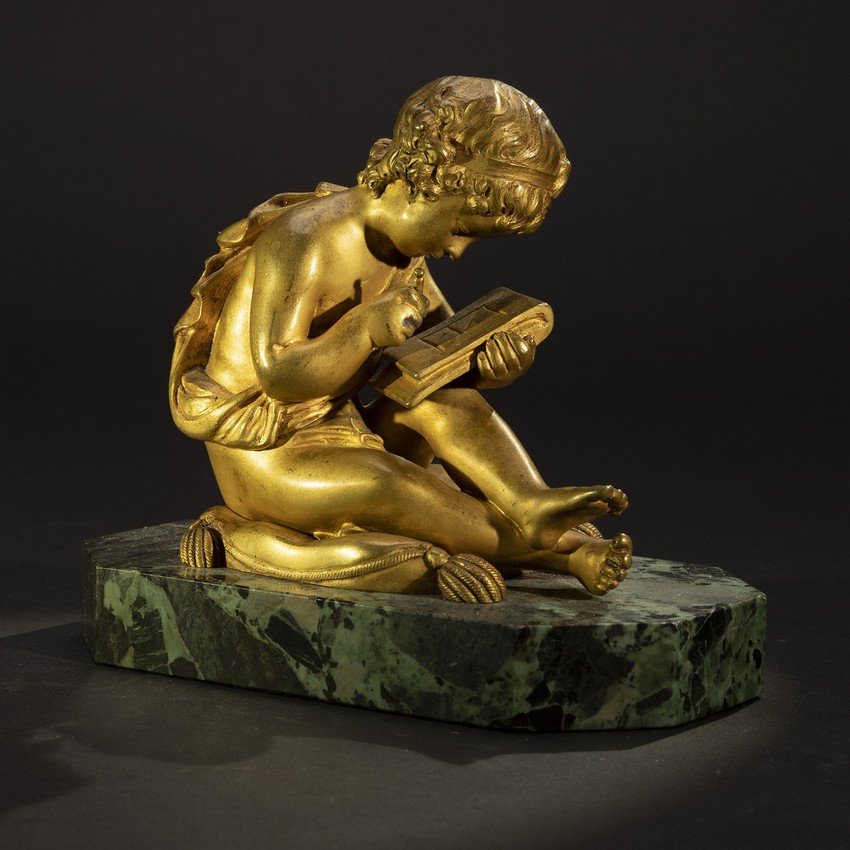 Petit Architecte, bronze doré, Charles Sauvage Lemire, France, XIXe siècle.-photo-3