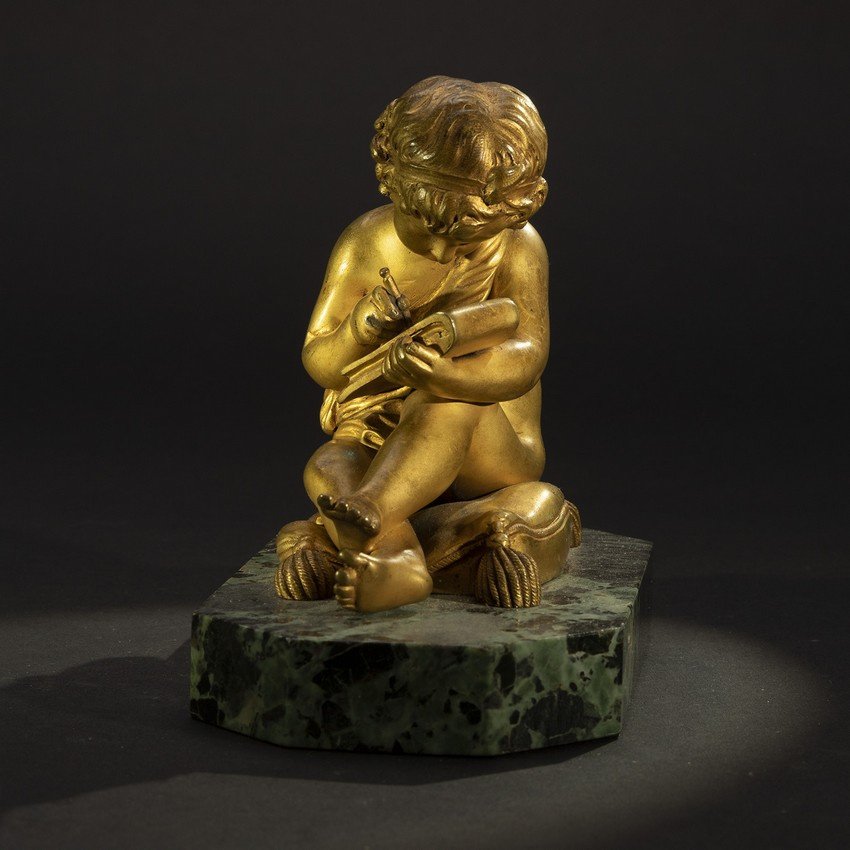 Petit Architecte, bronze doré, Charles Sauvage Lemire, France, XIXe siècle.-photo-4