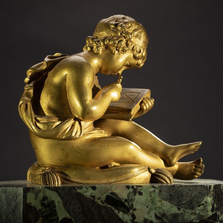 Petit Architecte, bronze doré, Charles Sauvage Lemire, France, XIXe siècle.