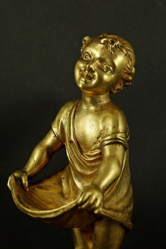 Young Girl Serving Spices, Gilt Bronze, 19th Century.-photo-2