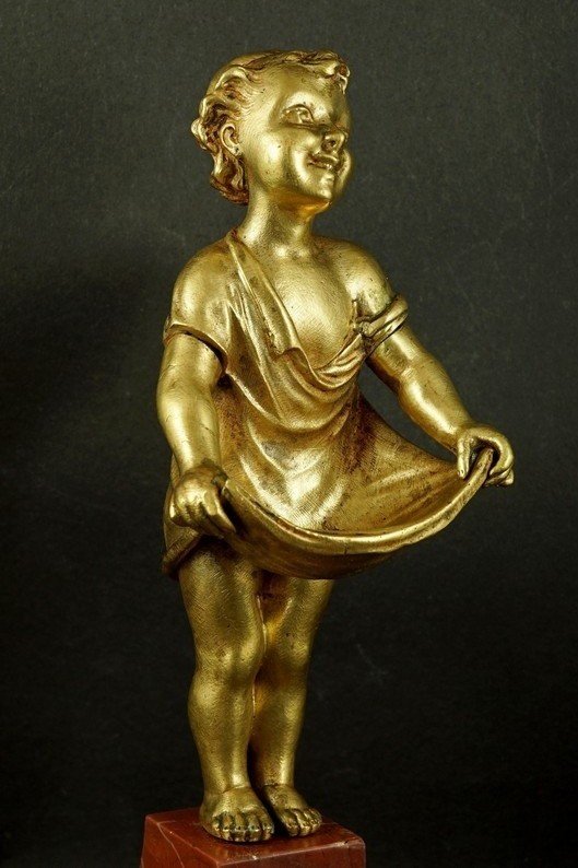 Young Girl Serving Spices, Gilt Bronze, 19th Century.-photo-4