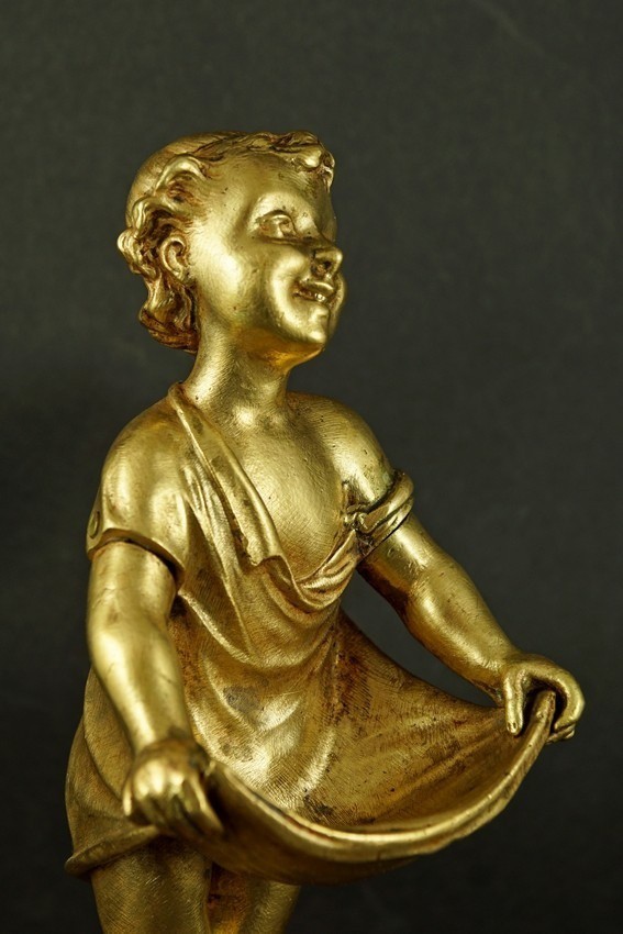 Young Girl Serving Spices, Gilt Bronze, 19th Century.