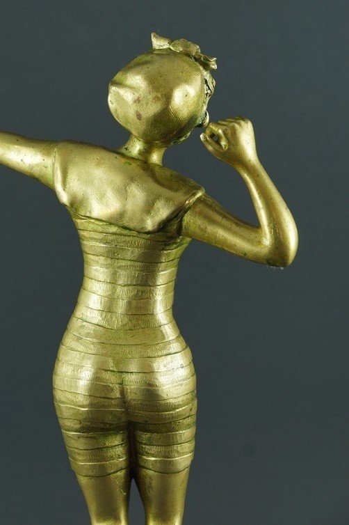 Baigneuse, R.  Noel, bronze doré, années 1920-1930.-photo-7
