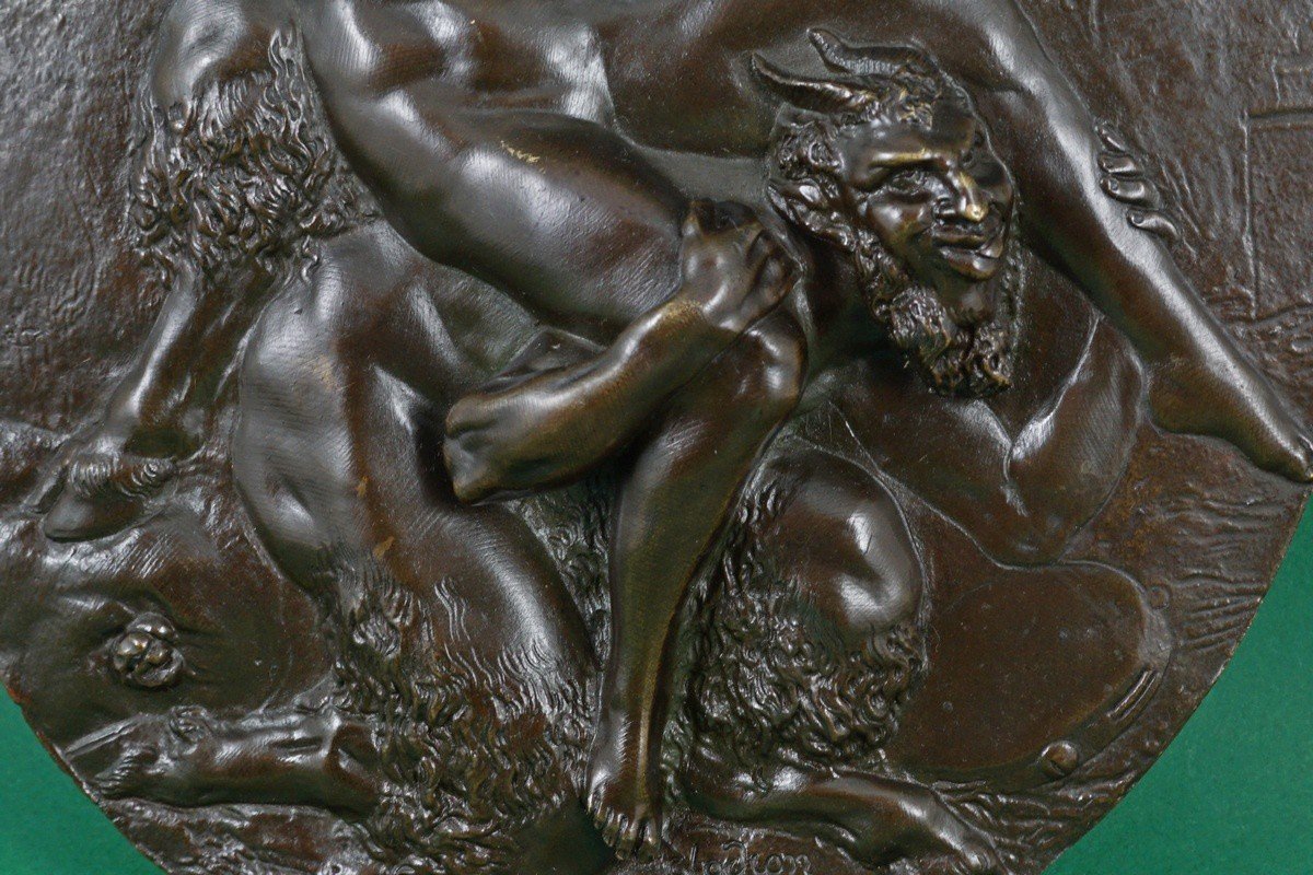 Nymph With Satyrs, Clodion (1734-1814), Bronze, 18th/19th Century.-photo-2