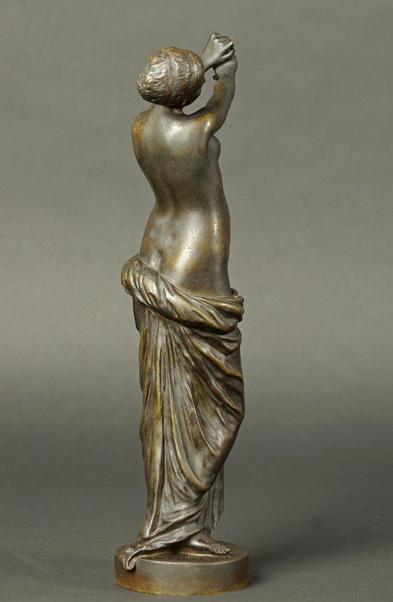 Half-nude Female, F. Sanzel (1829-1893), Bronze, Second Half Of The 19th Century.-photo-2