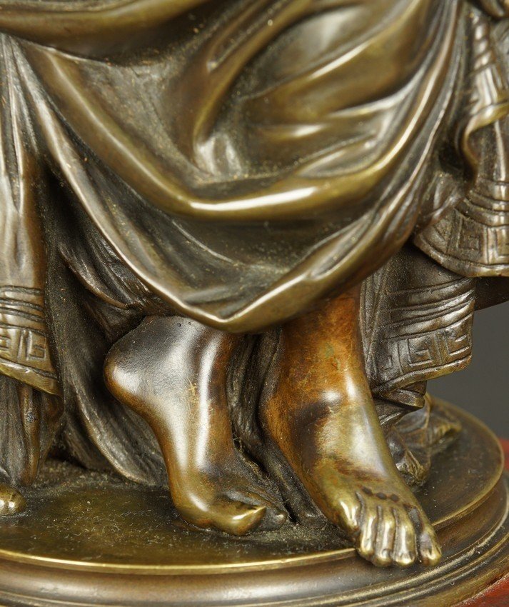 Woman Threading Pearls, Bronze, France, Second Half Of The 19th Century.-photo-1