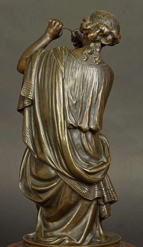 Woman Threading Pearls, Bronze, France, Second Half Of The 19th Century.-photo-2