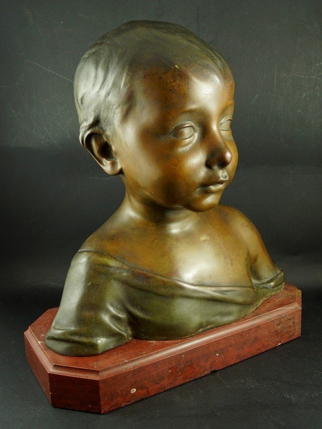 Bust Of A Little Boy, After Da Settignano, Bronze, Second Half Of The 19th Century.-photo-4