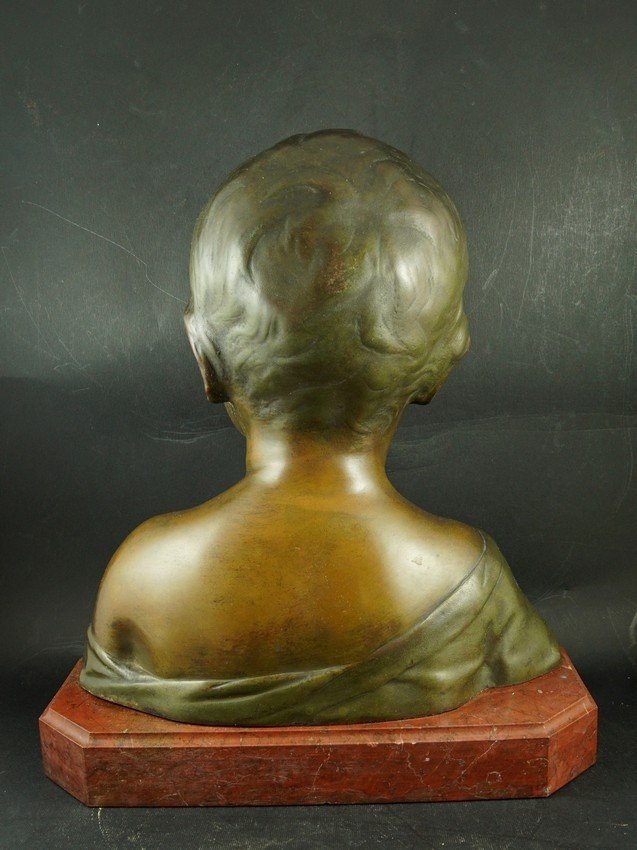 Bust Of A Little Boy, After Da Settignano, Bronze, Second Half Of The 19th Century.-photo-2