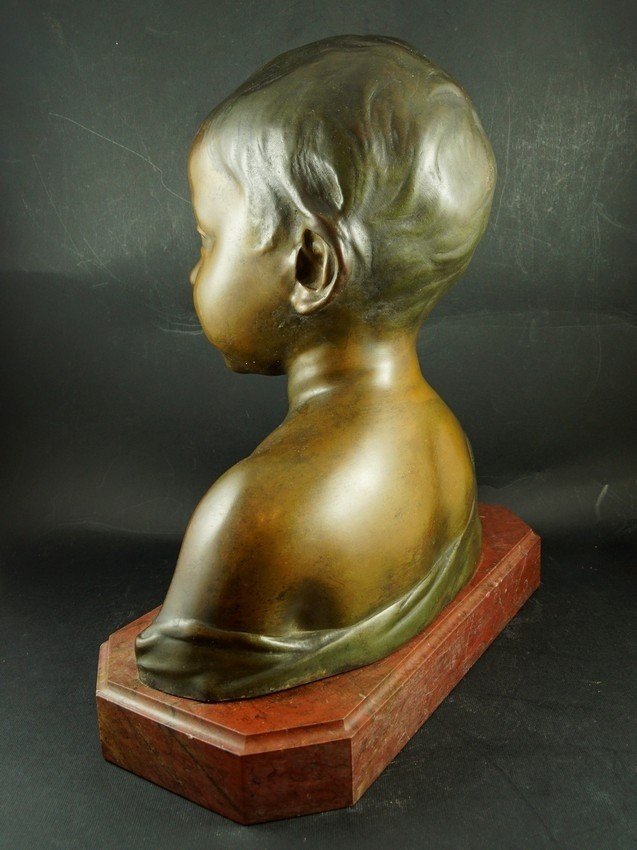 Bust Of A Little Boy, After Da Settignano, Bronze, Second Half Of The 19th Century.-photo-3