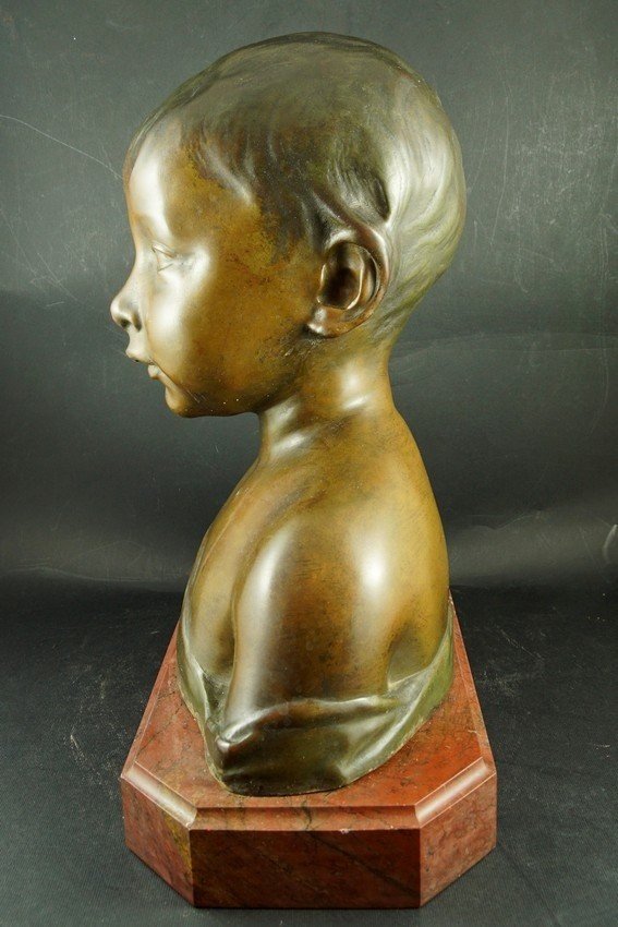Bust Of A Little Boy, After Da Settignano, Bronze, Second Half Of The 19th Century.-photo-4
