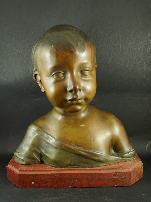 Bust Of A Little Boy, After Da Settignano, Bronze, Second Half Of The 19th Century.