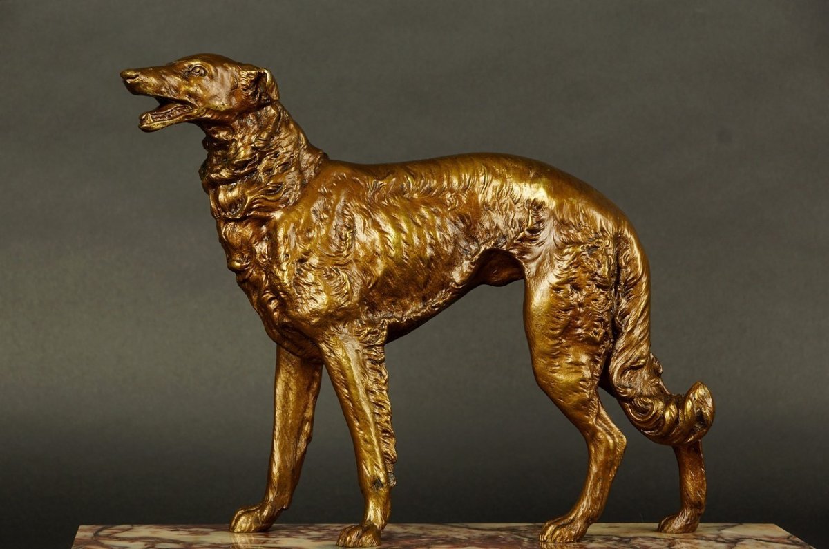 Russian Greyhound, Bronze, Art Deco, 1920s-1930s. 20th Century.-photo-3