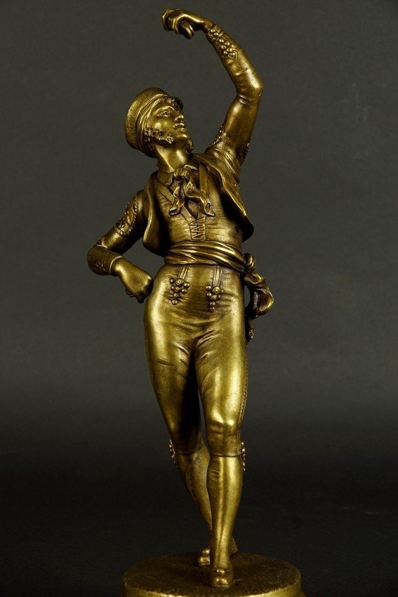 Danseur Espagnol,  A.J. Lavergne, bronze, France, seconde moitié du XIXe siècle.-photo-4