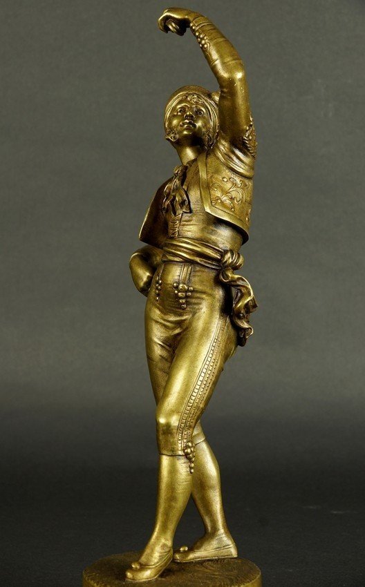 Danseur Espagnol,  A.J. Lavergne, bronze, France, seconde moitié du XIXe siècle.-photo-2