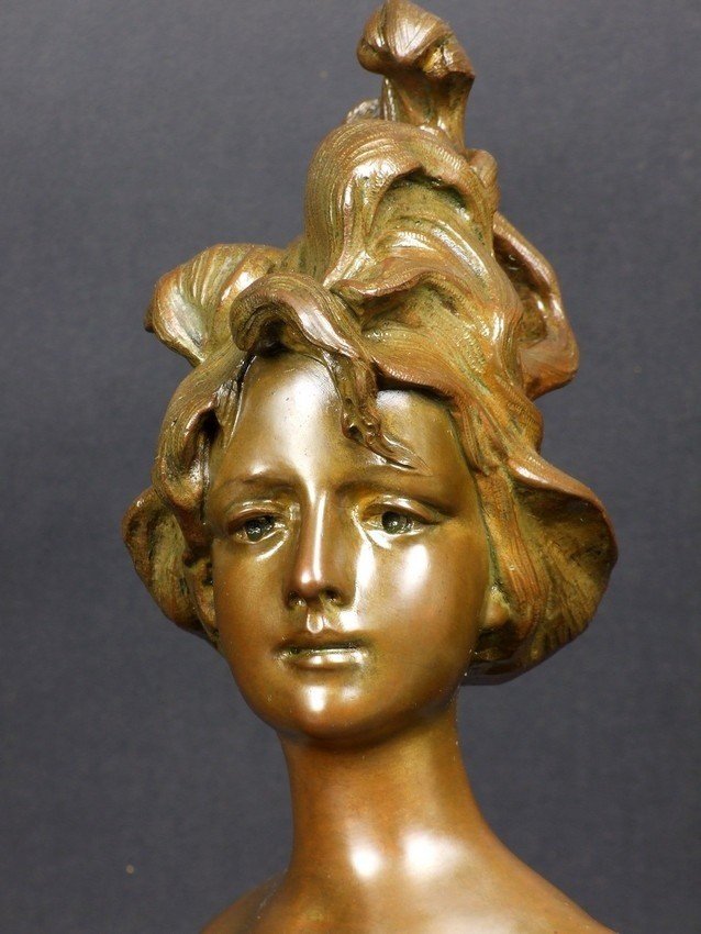 Young Girl With Art Nouveau Hairstyle, A. Nelson, 19th/20th Century-photo-3