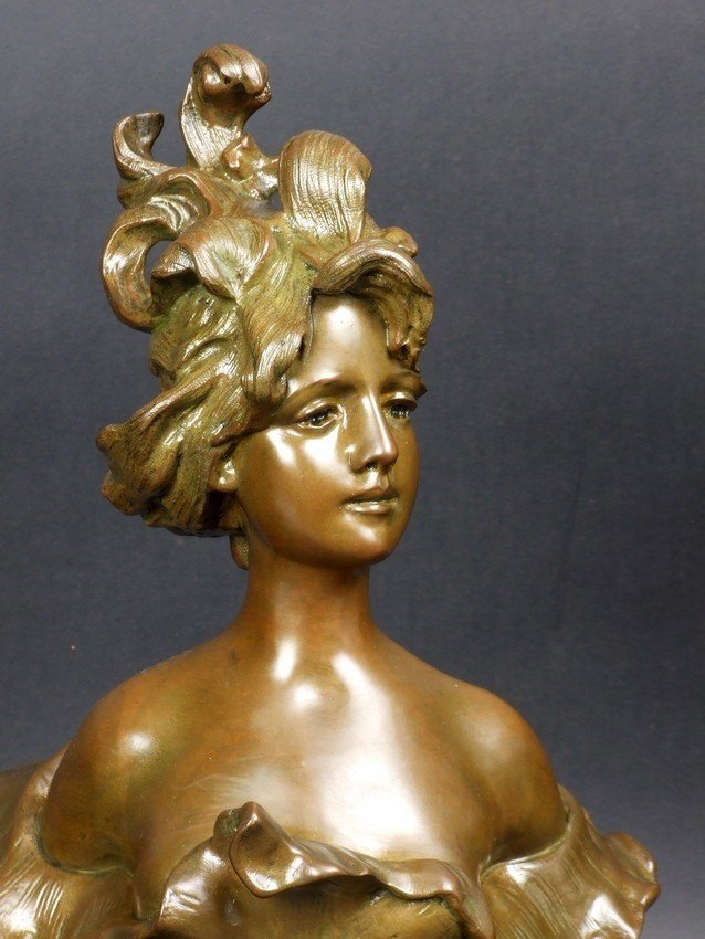 Young Girl With Art Nouveau Hairstyle, A. Nelson, 19th/20th Century-photo-4