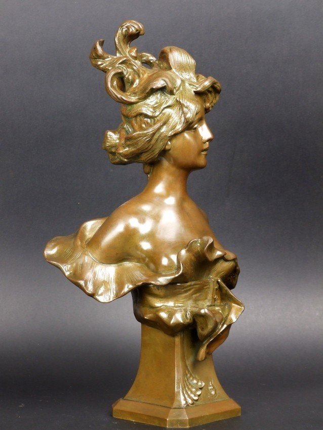 Young Girl With Art Nouveau Hairstyle, A. Nelson, 19th/20th Century-photo-2