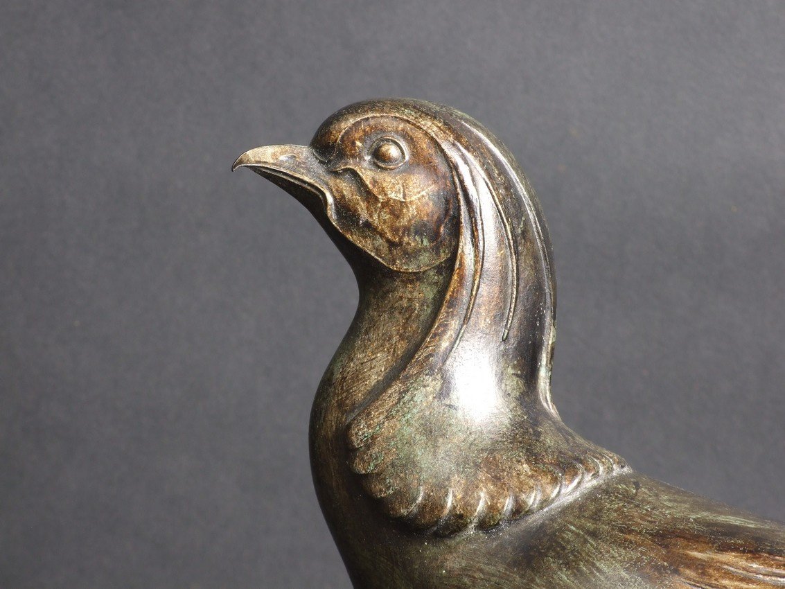 Pheasant, Art Deco, M. Font, Bronze, 1920s-1930s.-photo-2