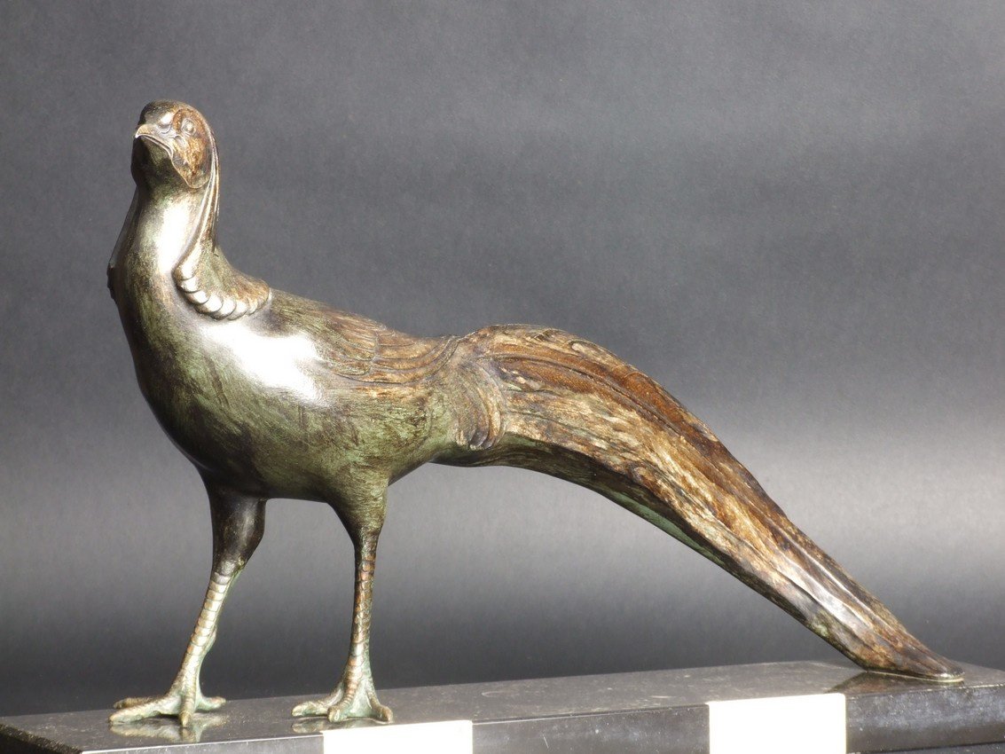 Pheasant, Art Deco, M. Font, Bronze, 1920s-1930s.-photo-3