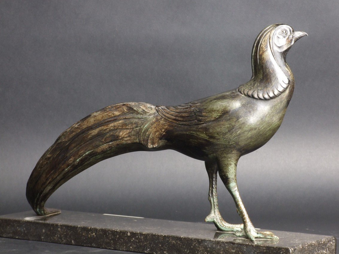 Pheasant, Art Deco, M. Font, Bronze, 1920s-1930s.-photo-4