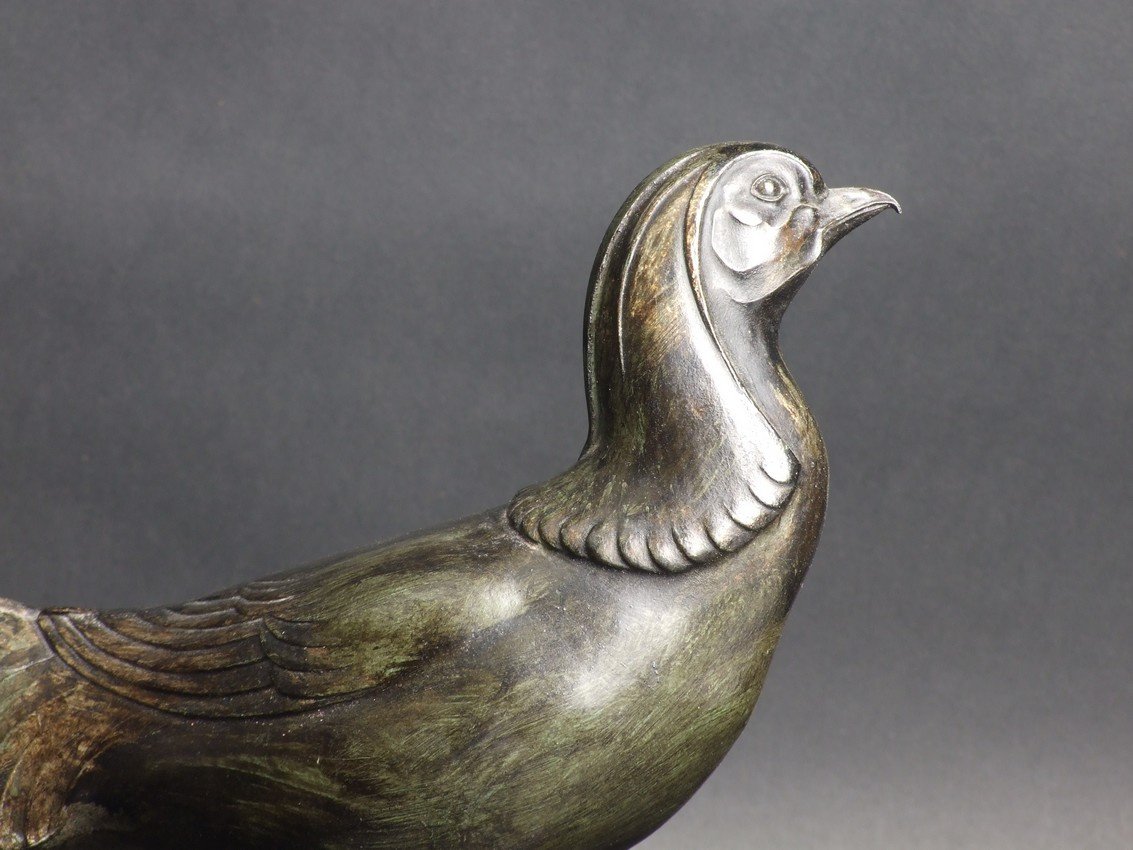 Pheasant, Art Deco, M. Font, Bronze, 1920s-1930s.-photo-3