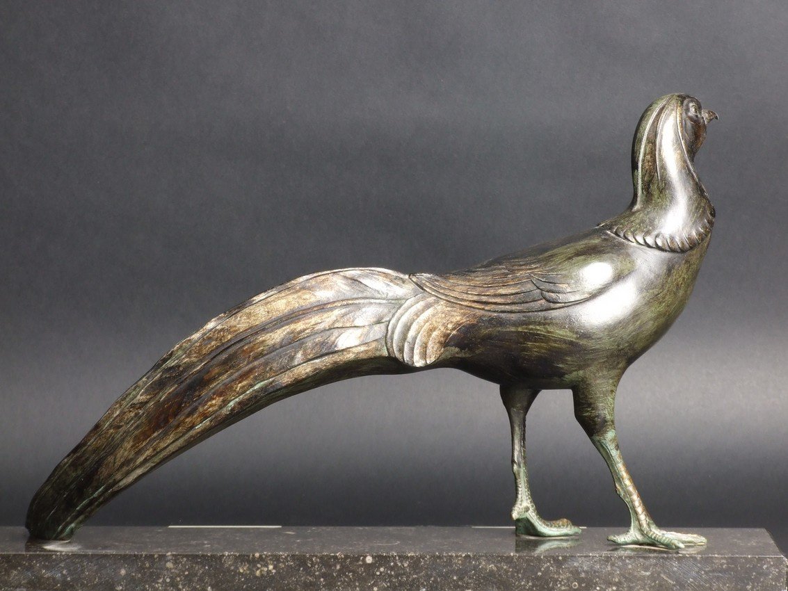 Pheasant, Art Deco, M. Font, Bronze, 1920s-1930s.-photo-4