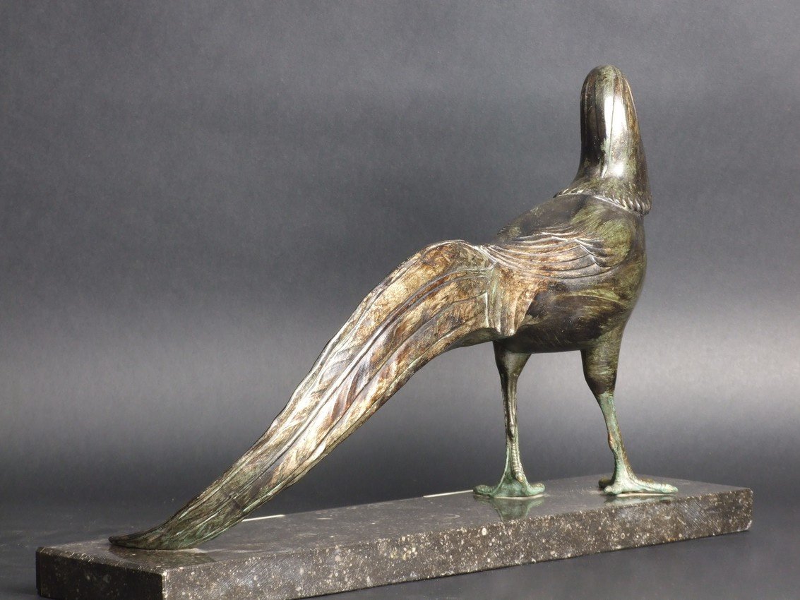Pheasant, Art Deco, M. Font, Bronze, 1920s-1930s.-photo-5