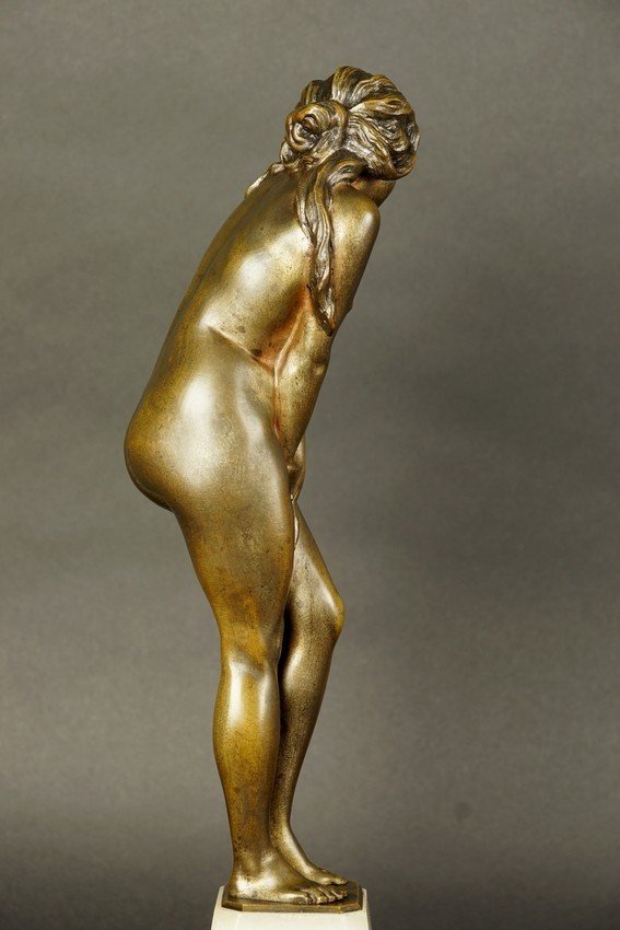 Femme Embarrassée, bronze, art déco, années 1920-1930. XXe siècle-photo-3