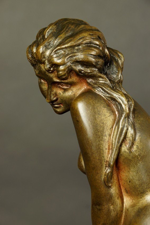 Femme Embarrassée, bronze, art déco, années 1920-1930. XXe siècle-photo-5