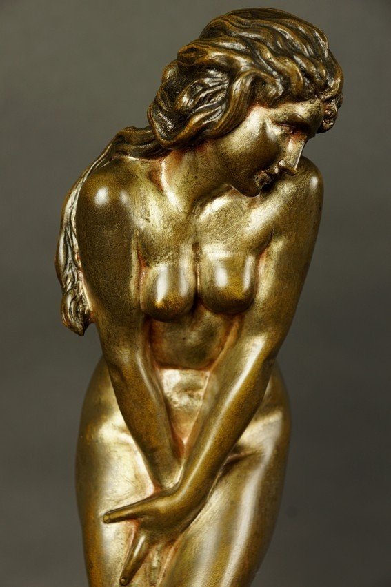 Femme Embarrassée, bronze, art déco, années 1920-1930. XXe siècle-photo-7