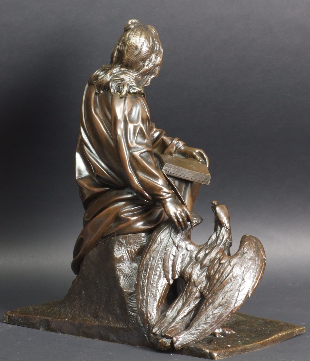 Saint John The Evangelist, Bronze, After François Théodore Gechter. 19th Century.-photo-3