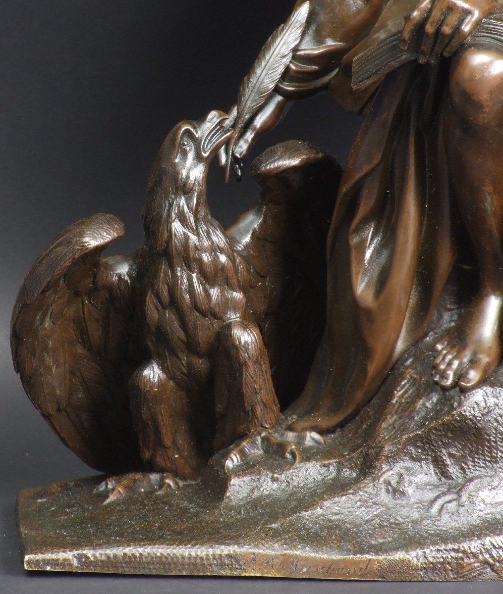 Saint John The Evangelist, Bronze, After François Théodore Gechter. 19th Century.-photo-7