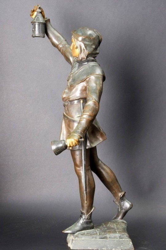 Le Couvre Feu, bronze,  Eugène Marioton (1857- 1933), France, XIXe/XXe siècle-photo-5