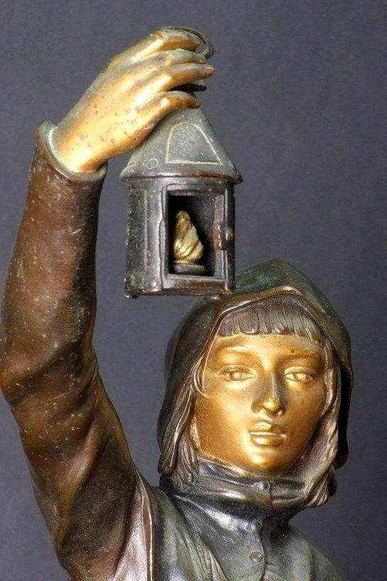 Le Couvre Feu, bronze,  Eugène Marioton (1857- 1933), France, XIXe/XXe siècle-photo-7