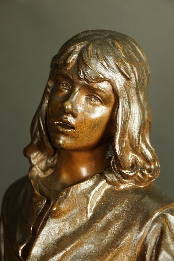L'élève de Luther « Panem propter deum », bronze, Friedrich  Beer (1846 - 1912), XIXe siècle.-photo-1