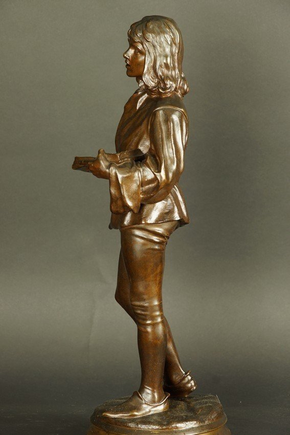 L'élève de Luther « Panem propter deum », bronze, Friedrich  Beer (1846 - 1912), XIXe siècle.-photo-5