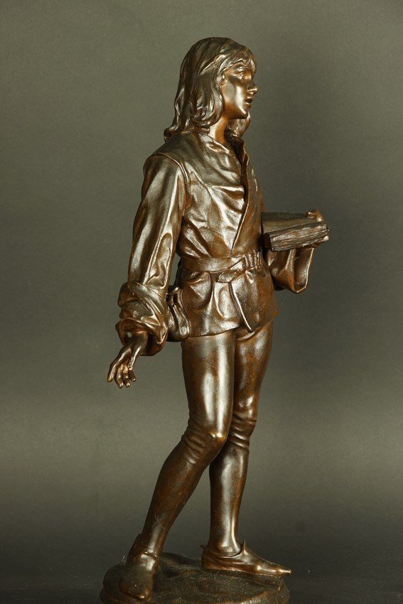 L'élève de Luther « Panem propter deum », bronze, Friedrich  Beer (1846 - 1912), XIXe siècle.-photo-8