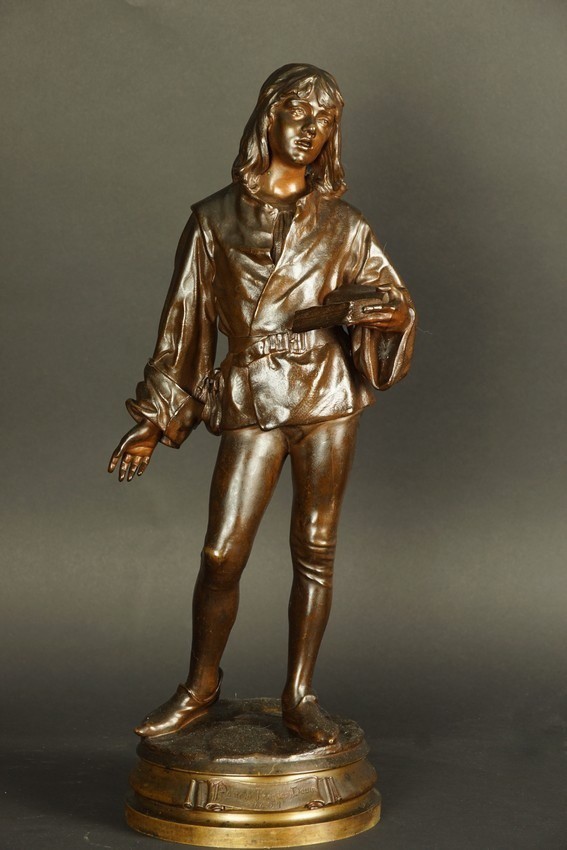 L'élève de Luther « Panem propter deum », bronze, Friedrich  Beer (1846 - 1912), XIXe siècle.