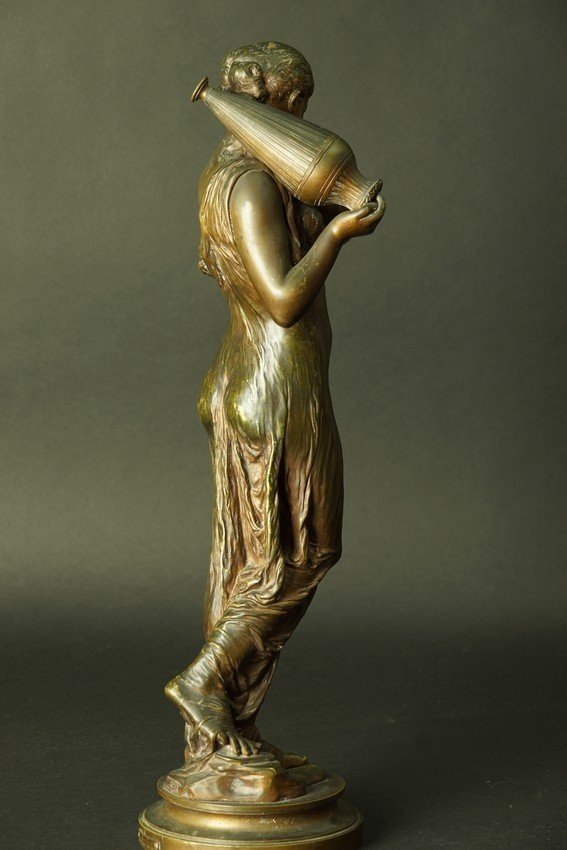 La porteuse de vase, bronze, Henry Dumaige (1830-1888) , France, 2e moitié du XIXe siècle.-photo-2