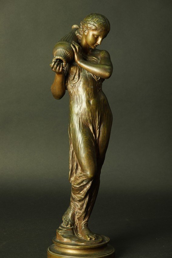 La porteuse de vase, bronze, Henry Dumaige (1830-1888) , France, 2e moitié du XIXe siècle.-photo-3