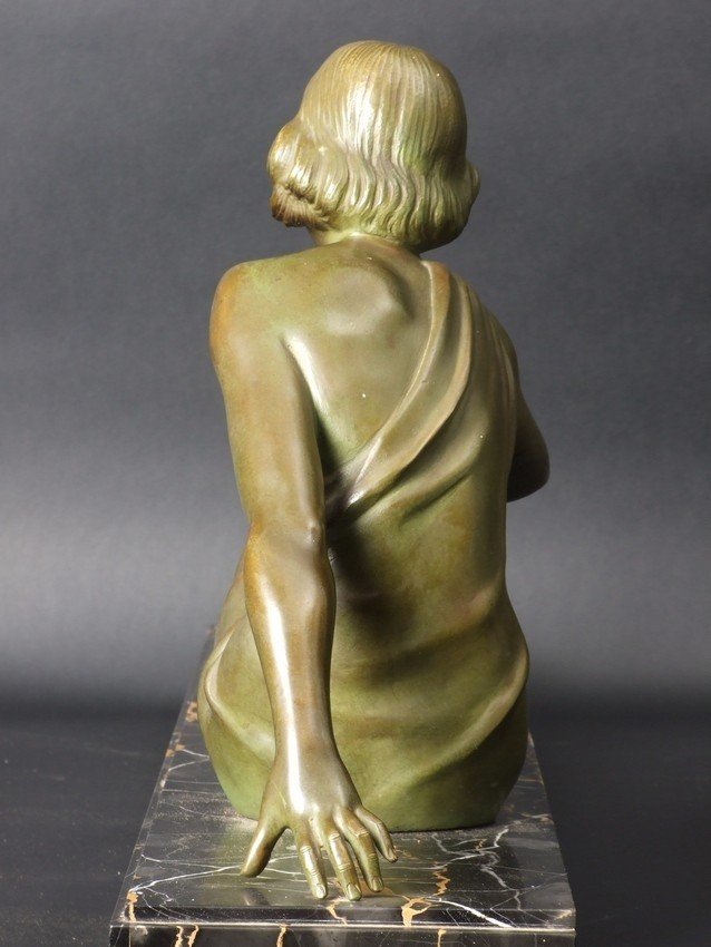 Woman With Hunting Dog, Bronze, Art Deco, Armand Godard, France, 1920s-1930s.-photo-4
