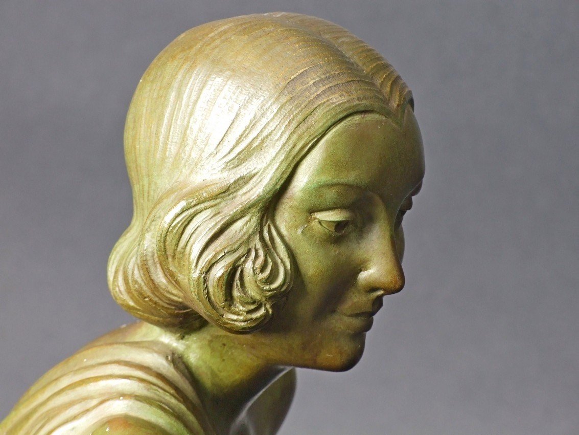Woman With Hunting Dog, Bronze, Art Deco, Armand Godard, France, 1920s-1930s.-photo-7