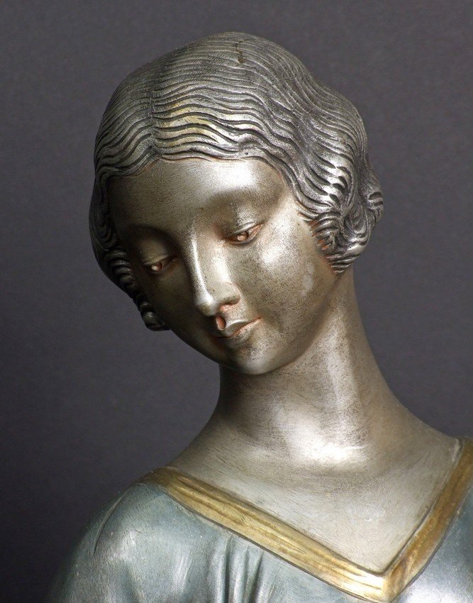 Fille avec Chartre, bronze, art déco, Ignacio Gallo, France, années 1920-1930.-photo-2