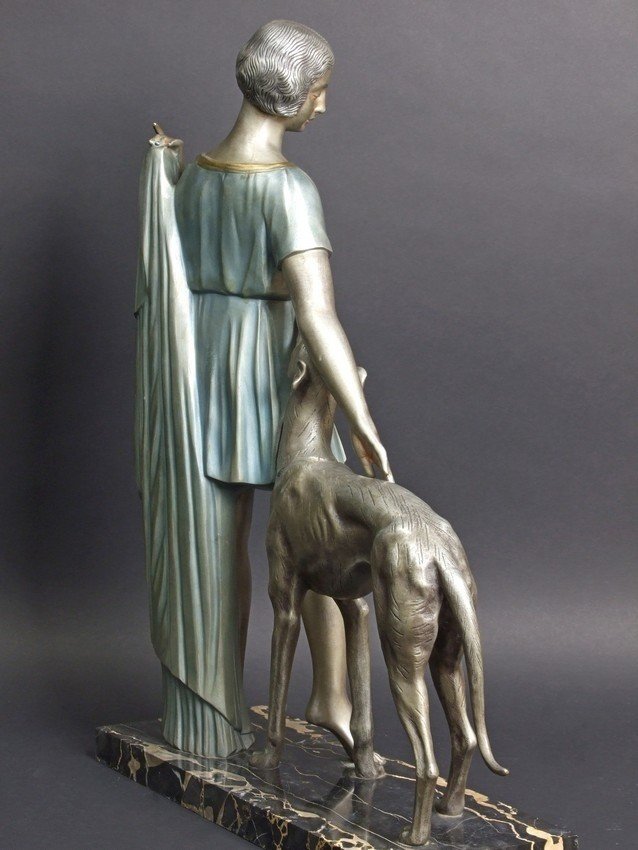 Fille avec Chartre, bronze, art déco, Ignacio Gallo, France, années 1920-1930.-photo-4