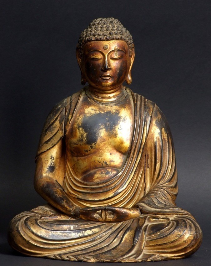 Bouddaha Méditant, bois doré , Japon, période Edo (1603-1868)