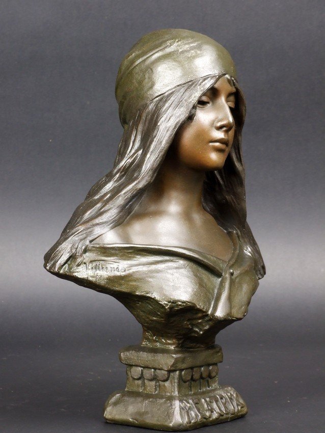Beatrix, Emmanuel Villanis (1858-1914), Art Nouevau, Zinc, Circa 1900-photo-3